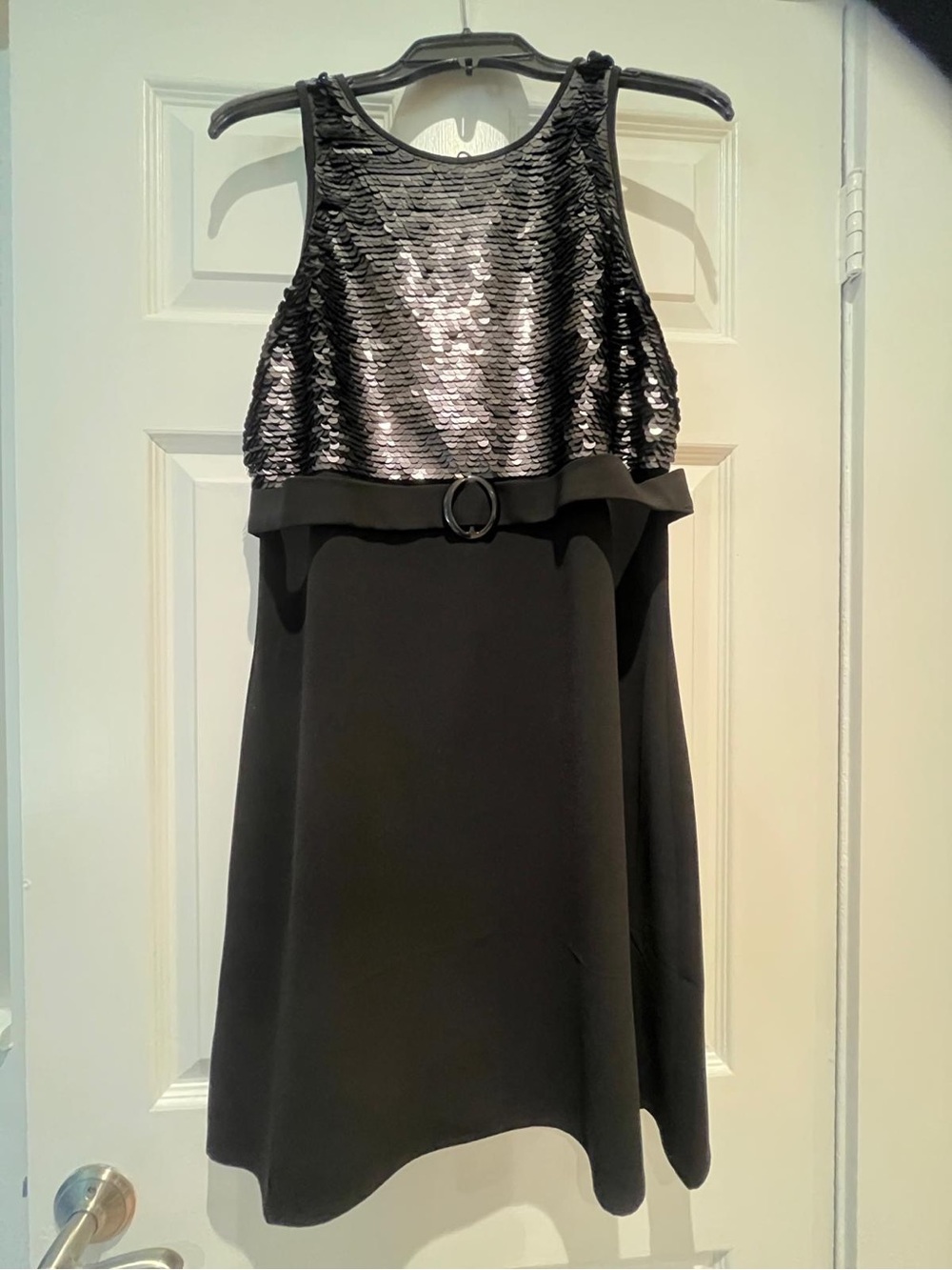 Black Sequin Overlay midi Dress